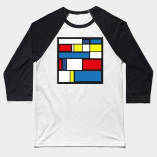 Mondrian Style Geometric Mosaic Pattern Baseball T-Shirt